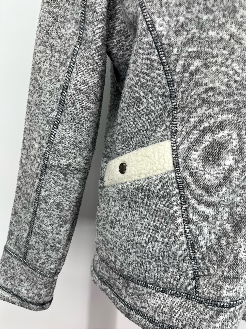 Snozu Light Heather Gray Sherpa-Lined Zip Hoodie Jacket - Picture 2 of 11